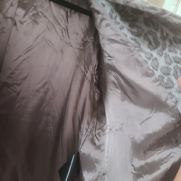 Cinzia Rocca Icon Gray Leopard Slant Pockets Crossover Collar Coat US 18  0 - Picture 10 of 15